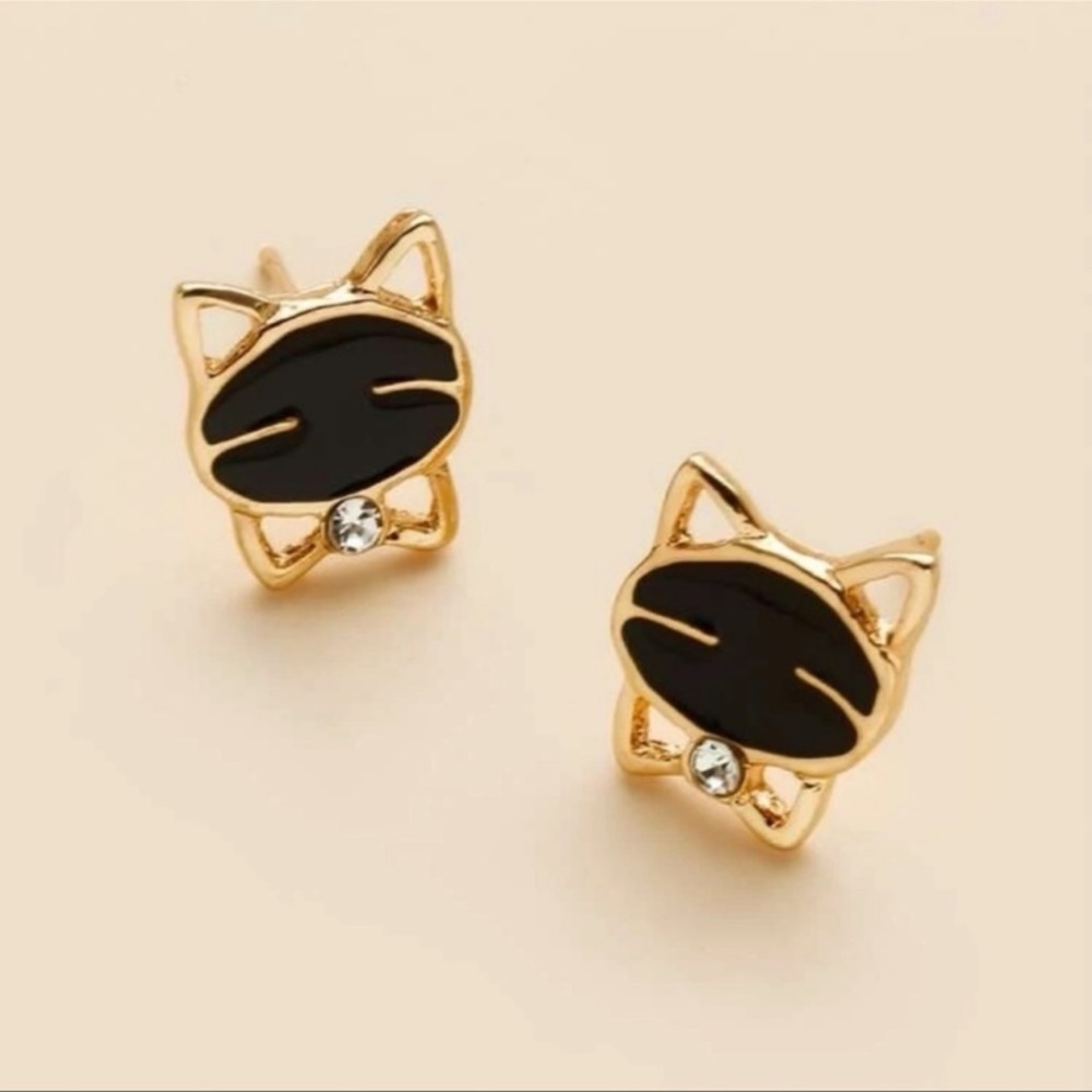 NWT Gold Cat Earrings